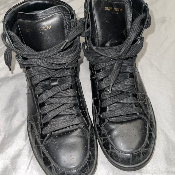 Saint Laurent Patent Croc-Effect Leather High-Tops - Picture 3 of 7